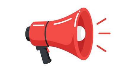 A red and white megaphone with sound waves emanating from the horn.