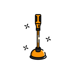 Orange and Black Plunger Tool on Transparent Background with Sparkle Accents