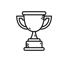Simple Outline Drawing of a Trophy on a Transparent Background Ideal for Sports Awards and Recognition Concepts