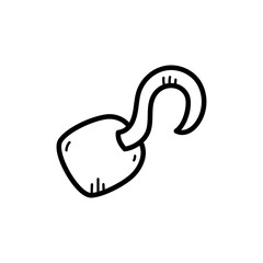 Simple Outline Drawing Of A Hook And Chain Element On A White Background