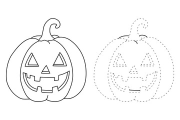 Halloween pumpkin Jack o Lantern trace and coloring pages for Halloween activity printable