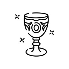 Ornate Chalice Icon with Decorative Embellishments and Sparkle Accents on Transparent Background