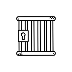 Outline Doodle of a Jail Cell with a Padlock Isolated on a Transparent Background Simple Line Art Illustration
