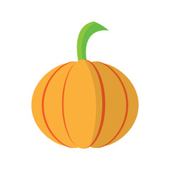 Orange Pumpkin with Green Stem on Transparent Background