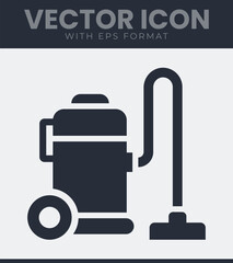 Simple vacuum cleaner icon for home cleaning