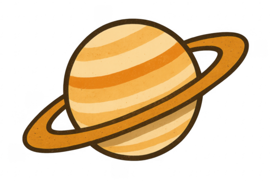 Saturn ringed planet cartoon illustration transparent background