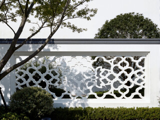 White Wall with Traditional Chinese Style Lattice Window