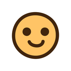 Simple Yellow Smiley Face Icon with Dark Outline on Transparent Background Representing Happiness and Positivity