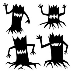 Silhouette Scary Halloween Monster Tree Collection