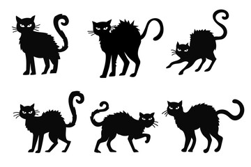 Black Cat Scary Silhouette Collection Illustration