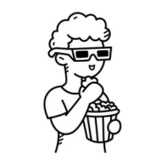 Person Wearing 3D Glasses Holding Popcorn Bucket Enjoying Movie Night Entertainment Fun Activity