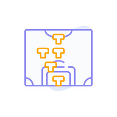 Soccer Field Strategy Diagram with Orange Tactic Markers on White Background Minimalist Icon Style Graphic Representing Game Play
