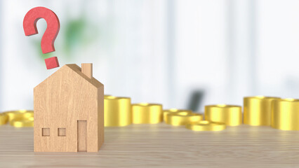 The House on Red Question mark for Property or real estate concept 3d Rendering.