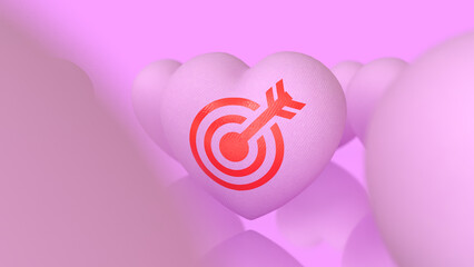 The Heart and blue eye target for romance or love concept 3d Rendering.