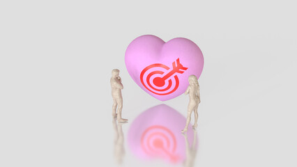 The Heart and blue eye target for romance or love concept 3d Rendering.
