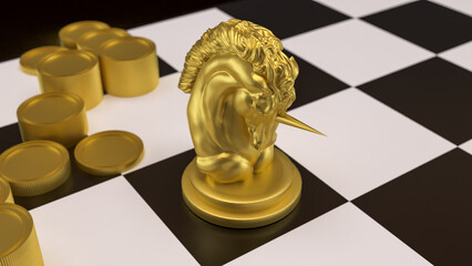 The Unicorn Chess for Business concept 3d Rendering.