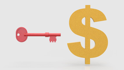 The Red Key and Dollar symbol for Business concept 3d Rendering.