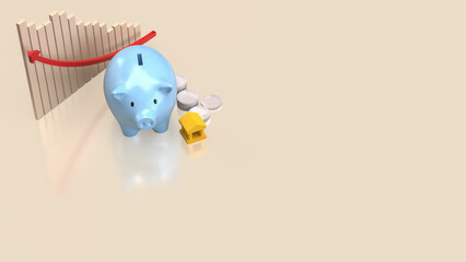 The Piggy Bank and Coins for Business or earn concept 3d rendering.