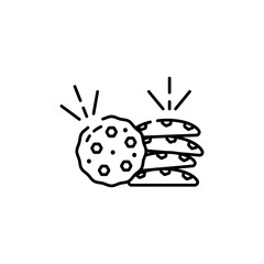 Stack Of Delicious Cookies With A Single Cookie Next To It And Sparkles Indicating Freshness On A Transparent Background Line Art