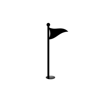 Golf flag icon in trendy silhouette style design, Vector illustration isolated on a white background. black and white flag pin.