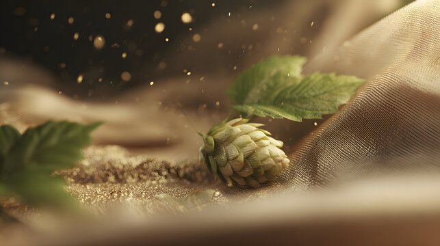 A single fresh green hop cone for brewing craft beer.
