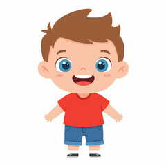Obraz premium Cute Cartoon Style Full Body Cheerful Boy Character Illustration Art