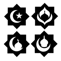 black and white shield set. black and white shield icons.
Islamic mandala icon set. Islamic mandala design icon.
Silhouette of Islamic mandala icon set.