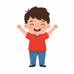 Cartoon Cheerful Little Boy Illustration Full of Joyful Expression Standing