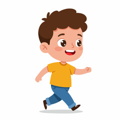 Obraz premium Cartoon Style Full Body Walking Little Boy Kid Character Illustration