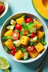 Vibrant Summer Melon Salad A Refreshing Vegetarian Lunch or Side Dish brimming with juicy melon, colorful vegetables, and healthy goodness. Perfect for a light and healthy summer meal.