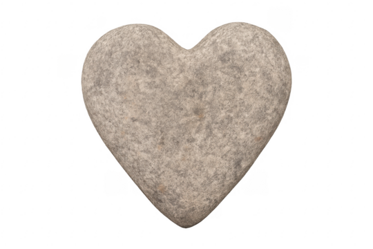 Heart shaped stone on transparent background representing love