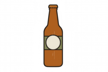 Brown beer bottle with blank label, a generic alcoholic beverage vector graphic on a transparent background
