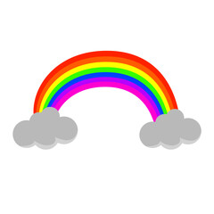 Cartoon Illustration of Rainbow and Clouds
