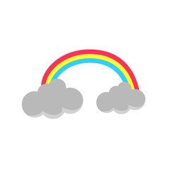 Cartoon Illustration of Rainbow and Clouds