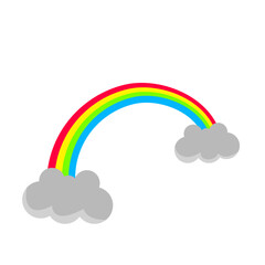 Cartoon Illustration of Rainbow and Clouds