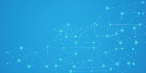 Modern abstract network background with glowing blue connected dots and lines on gradient surface. Perfect for technology, digital data, communication, blockchain, or futuristic concepts.