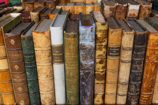 Still-life of old books. Paris, France.