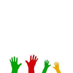 Obraz premium Raised Colorful Hands Silhouettes