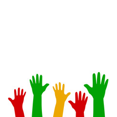 Obraz premium Raised Colorful Hands Silhouettes
