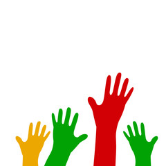 Raised Colorful Hands Silhouettes