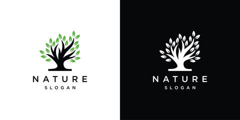 Growth Tree vector logo design. Natural Vector Tree Logo.