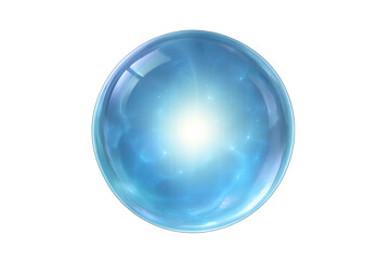 Crystal ball shining blue light on transparent background