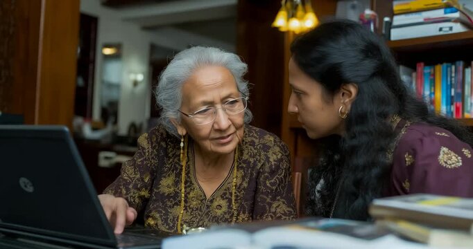 Asian Elder and Younger Person Mentoring via Laptop