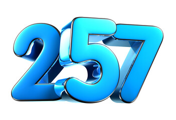 Blue number 257 3d illustration. Advertising signs. Product design. Product sales