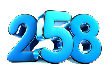 Blue number 258 3d illustration. Advertising signs. Product design. Product sales