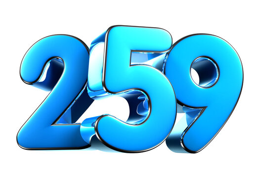 Blue number 259 3d illustration. Advertising signs. Product design. Product sales