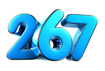 Blue number 267 3d illustration. Advertising signs. Product design. Product sales