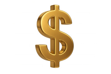 Obraz premium Golden dollar sign symbol representing currency, wealth, finance, and investment success with transparent background