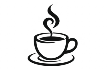 Coffee cup steaming icon for cafe beverage menu