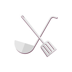 Two Kitchen Utensils A Ladle And A Spatula Crossed On Transparent Background In A Simple Flat Design